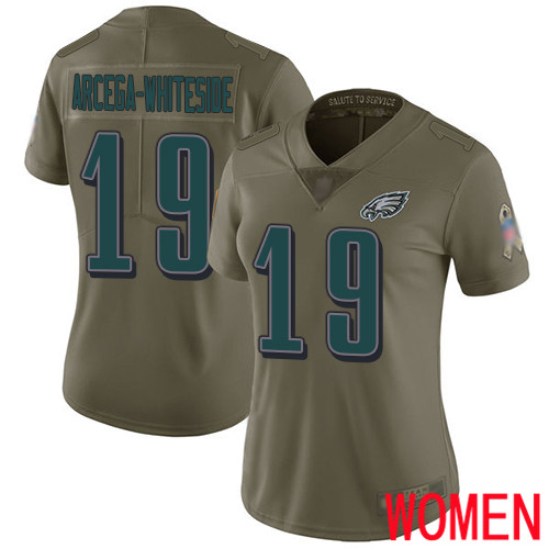 Women NFL Philadelphia Eagles #19 JJ Arcega-Whiteside Limited Olive 2017 Salute to Service